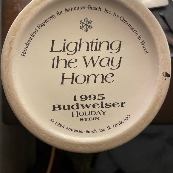 Cera Marte Budweiser Holiday 1995 Beer Stein - Picture 2 of 5